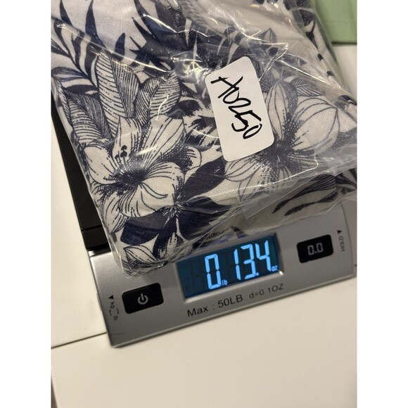 Beau Dawson Linen Blend Wide Leg Blue White Floral Pants Size L Beachy Coastal - Picture 14 of 14